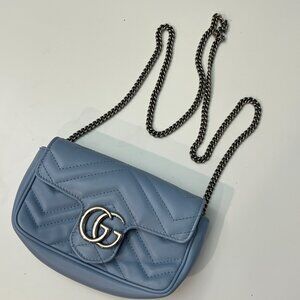 Gucci Calfskin Super Mini Marmont Baby Blue